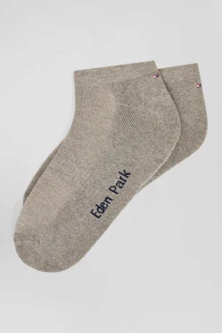 Grey stretch cotton low-cut socks