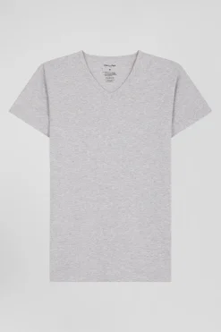 Grey stretch cotton T-shirt