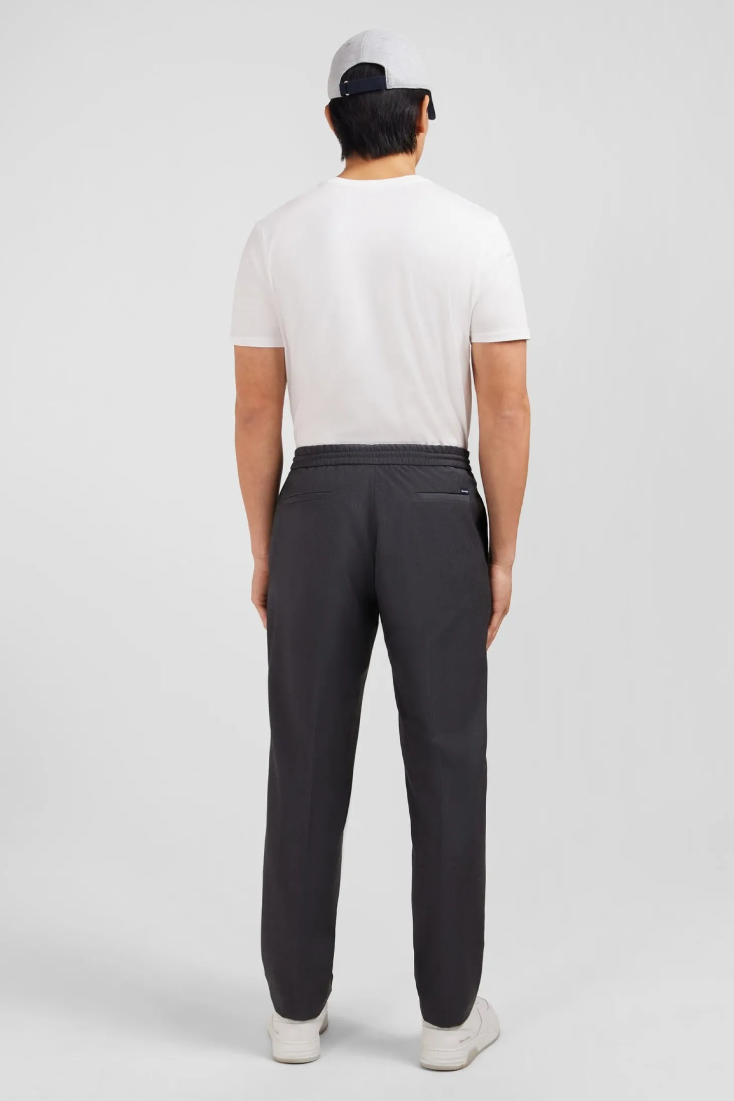 Grey trousers with elasticated waist