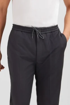 Grey trousers with elasticated waist
