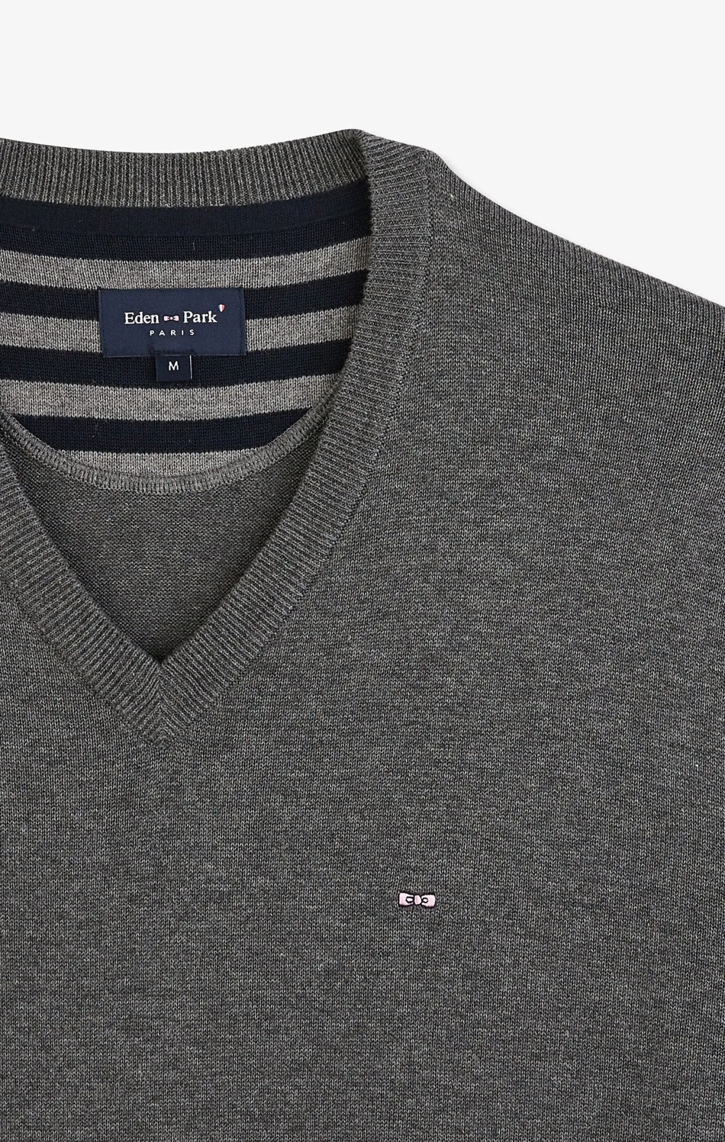 Grey V-neck cotton jersey jumper