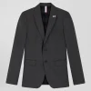 Grey wool blend jacket with striped lining Modern fit