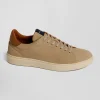 Khaki grained leather low-top sneakers