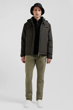 Khaki hooded zip-up jacket