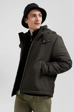 Khaki hooded zip-up jacket