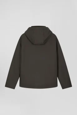 Khaki hooded zip-up jacket