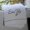 Large bath towel with grey embroidery
