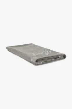 Large bath towel with grey embroidery