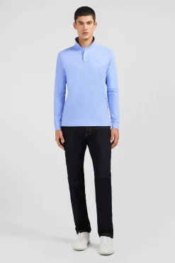 Light blue cotton polo with contrasting neck