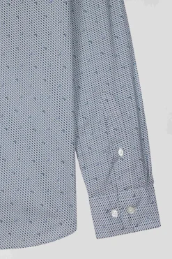Light blue micro-motif cotton shirt Slim fit