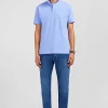 Light blue stretch pima cotton polo