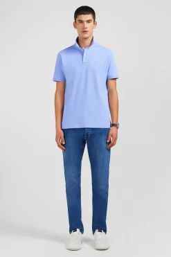 Light blue stretch pima cotton polo