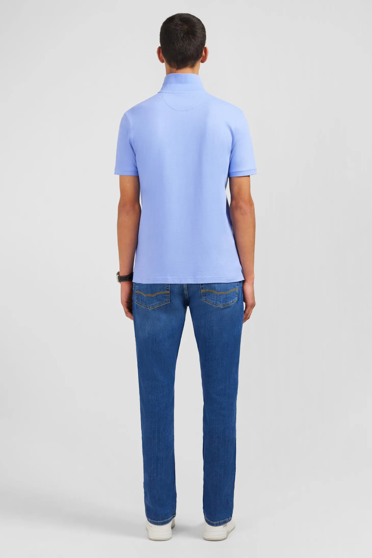 Light blue stretch pima cotton polo