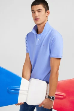 Light blue stretch pima cotton polo