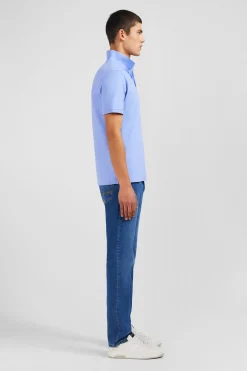 Light blue stretch pima cotton polo