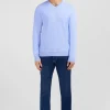 Light blue V-neck cotton jersey jumper