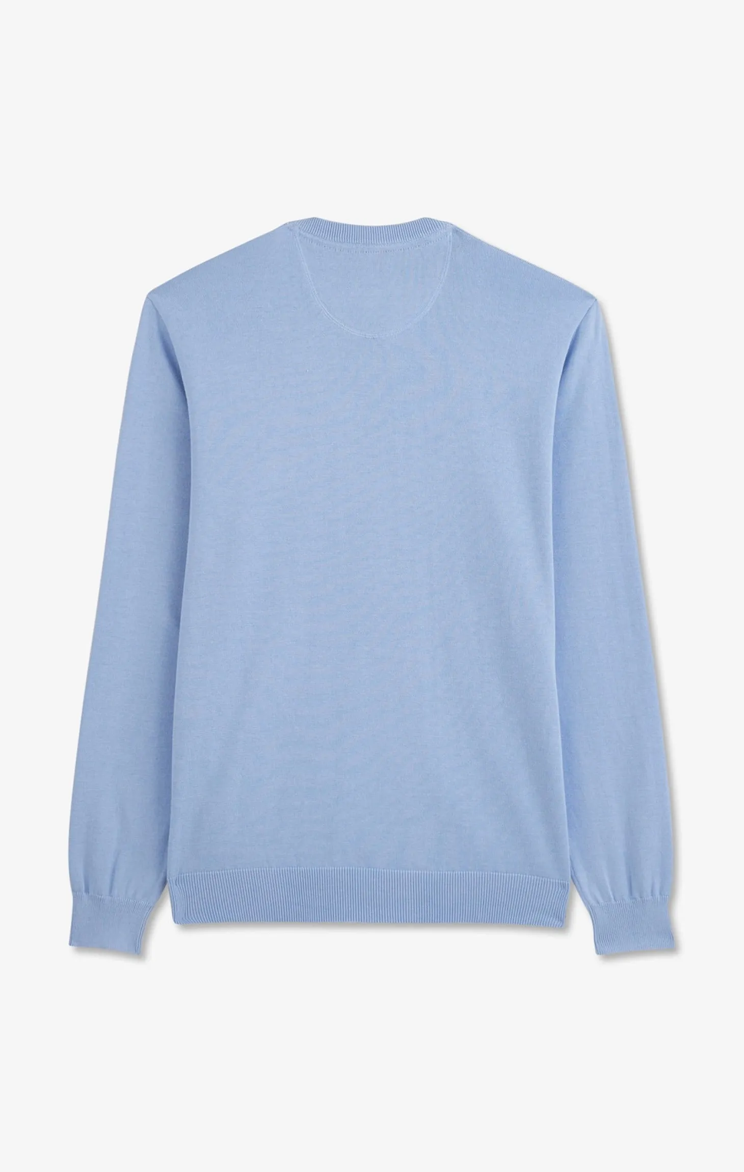 Light blue V-neck cotton jersey jumper