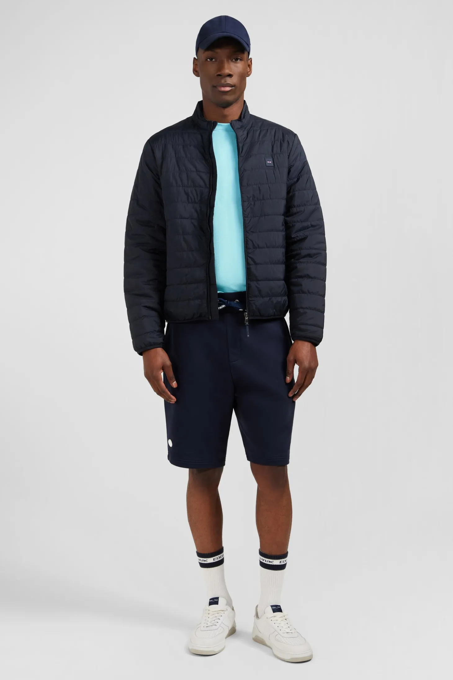 Lightweight, long-sleeved puffa jacket in dark blue