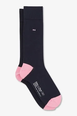 Long navy blue colour-block socks
