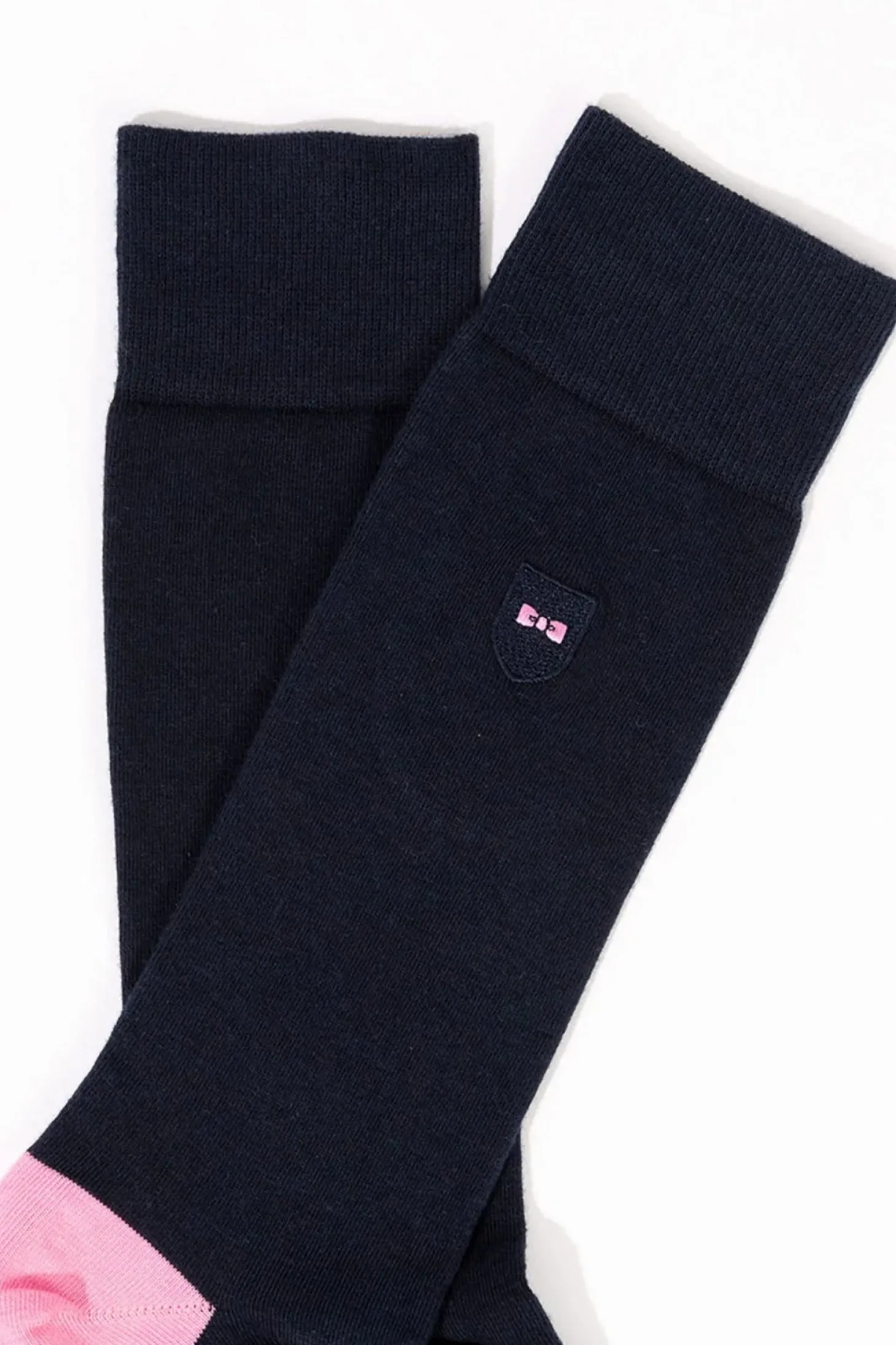 Long navy blue colour-block socks