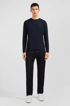 Long sleeved black cotton t-shirt