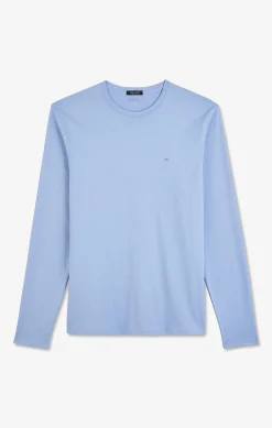 Long sleeved blue cotton t-shirt