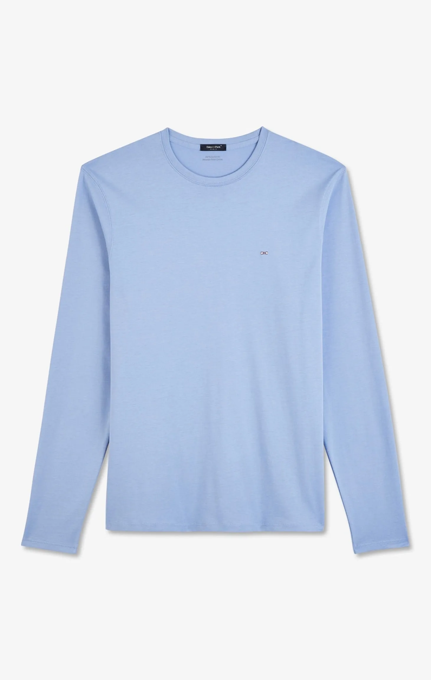 Long sleeved blue cotton t-shirt