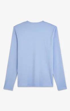 Long sleeved blue V neck t-shirt