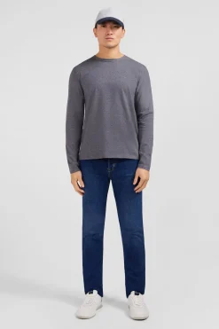 Long sleeved grey cotton t-shirt