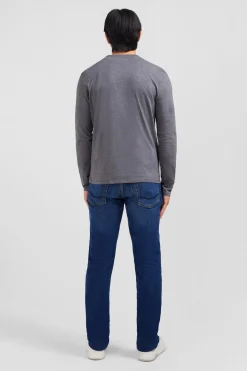 Long sleeved grey V neck t-shirt