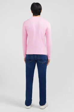 Long sleeved pink cotton t-shirt