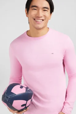 Long sleeved pink cotton t-shirt