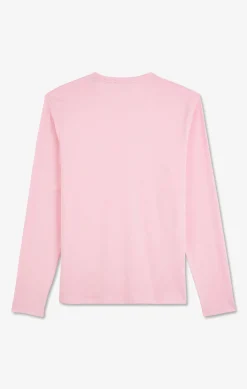 Long sleeved pink V neck t-shirt