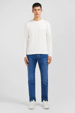 Long sleeved white cotton t-shirt