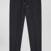 Modern anthracite grey elastic waist trousers