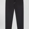 Modern anthracite grey stretch cotton elastic waist trousers