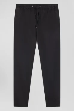 Modern anthracite grey stretch cotton elastic waist trousers