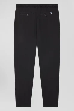 Modern anthracite grey stretch cotton elastic waist trousers