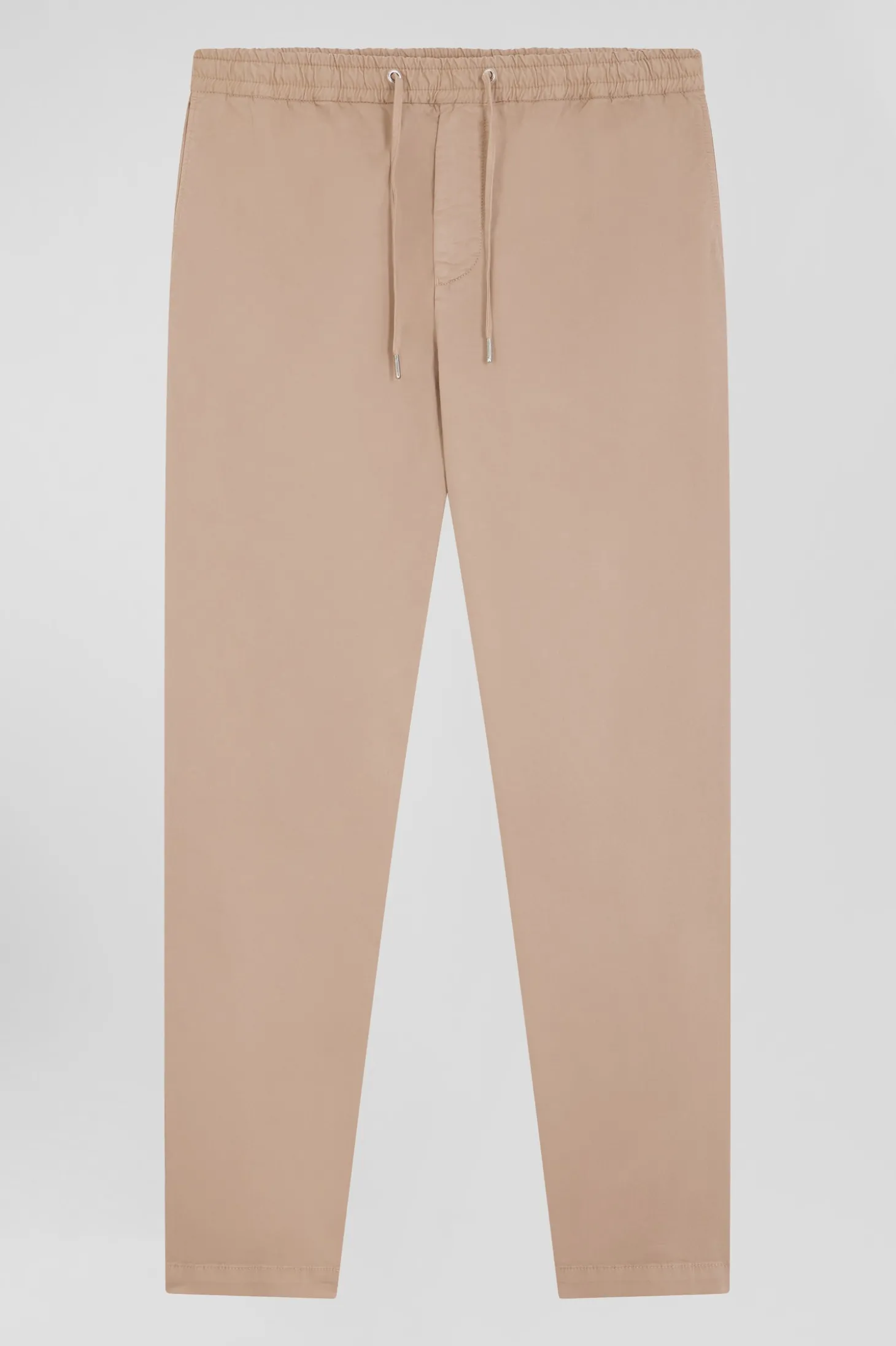 Modern beige stretch cotton elastic waist trousers