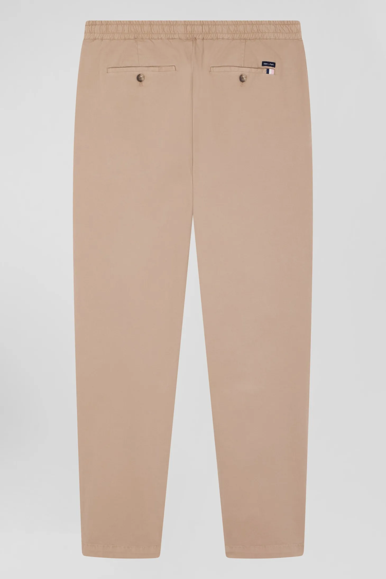 Modern beige stretch cotton elastic waist trousers