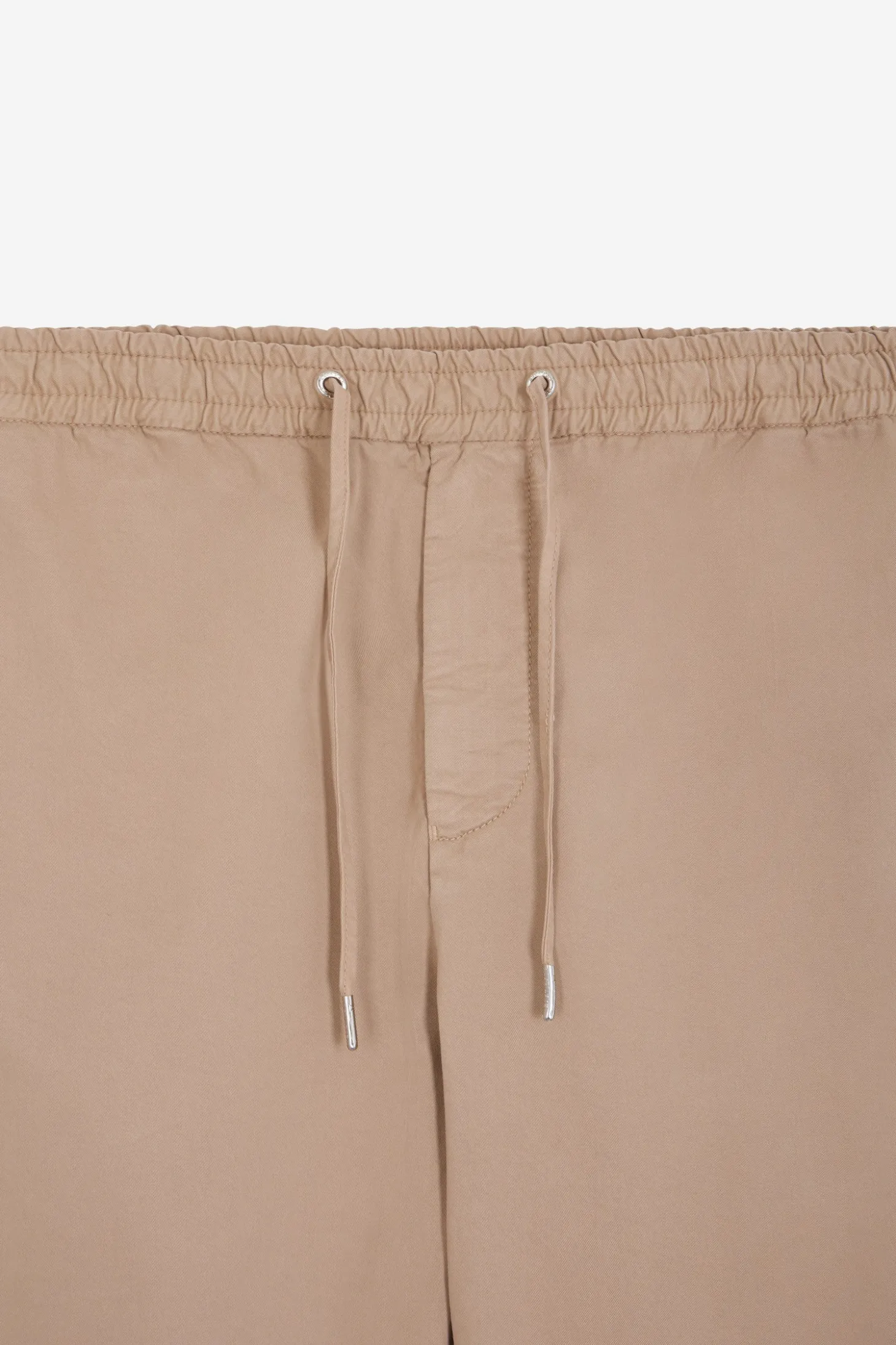 Modern beige stretch cotton elastic waist trousers