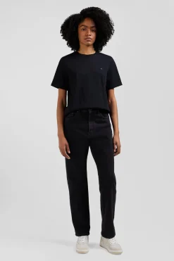 Modern black cotton short-sleeved T-shirt