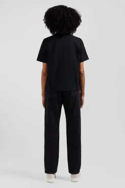 Modern black cotton short-sleeved T-shirt