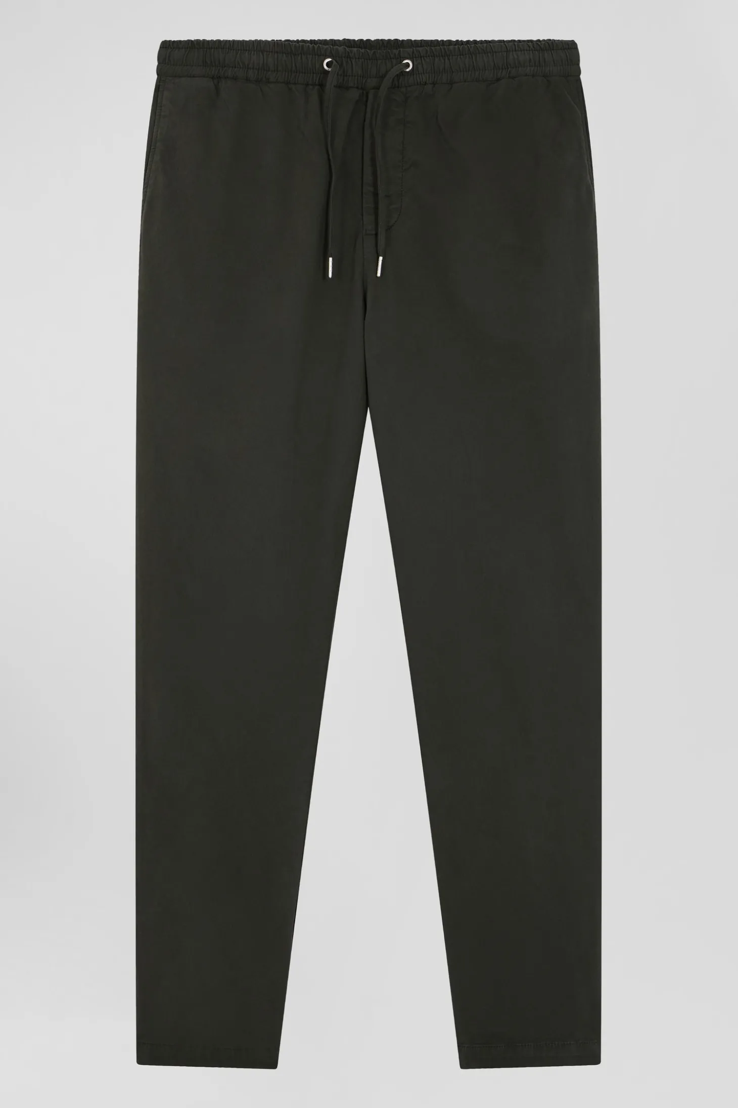 Modern black stretch cotton elastic waist trousers