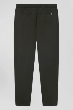 Modern black stretch cotton elastic waist trousers
