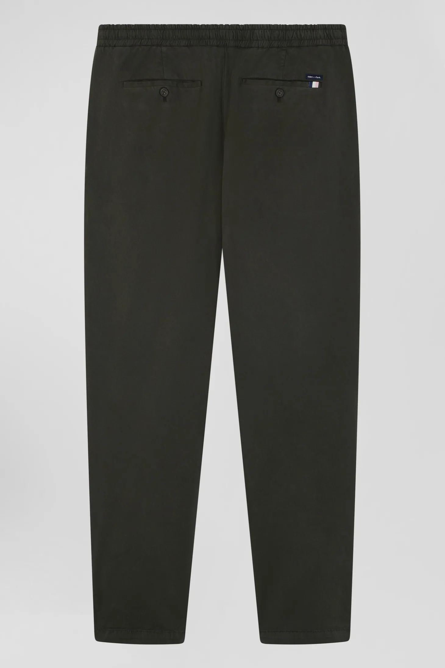 Modern black stretch cotton elastic waist trousers