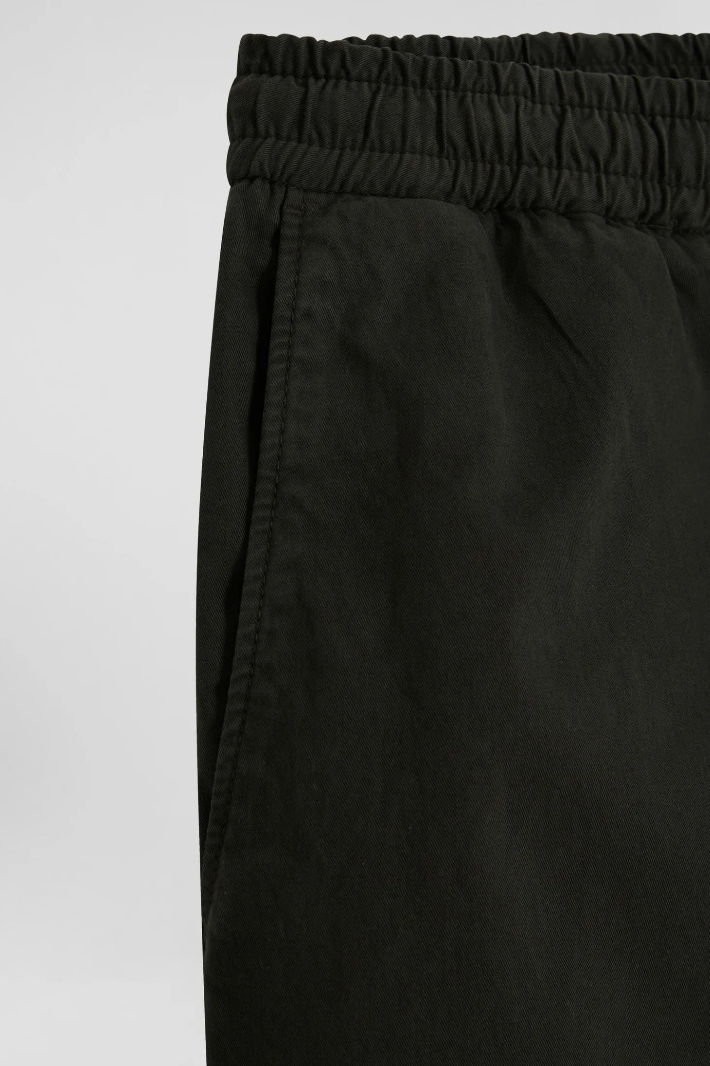 Modern black stretch cotton elastic waist trousers
