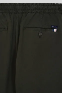 Modern black stretch cotton elastic waist trousers