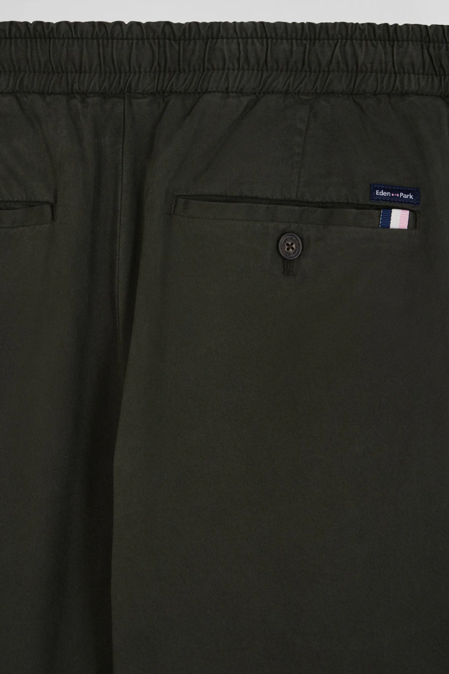 Modern black stretch cotton elastic waist trousers