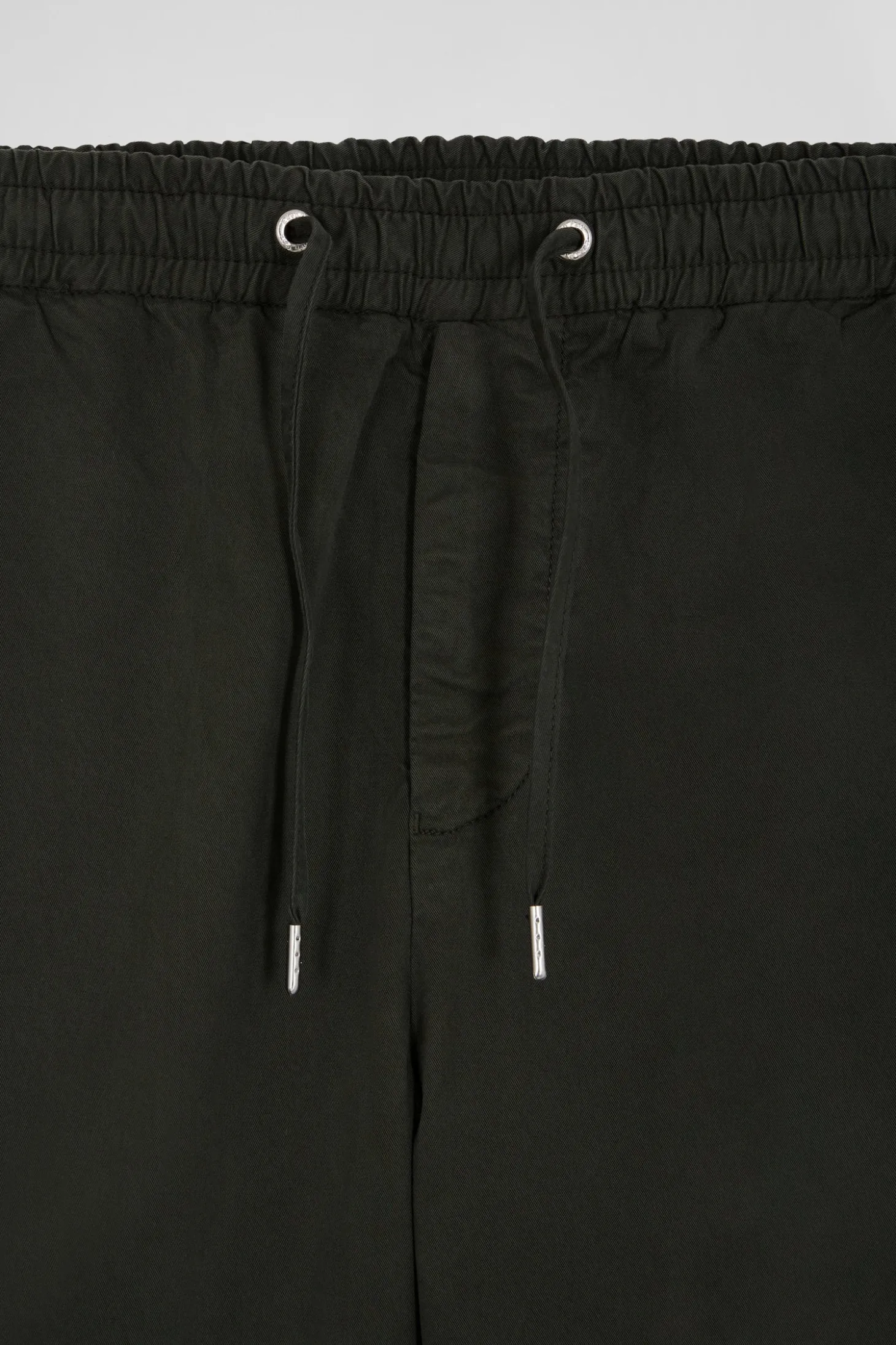 Modern black stretch cotton elastic waist trousers